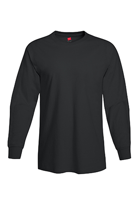 Hanes Tagless Long Sleeve T-shirt - Black (Front)